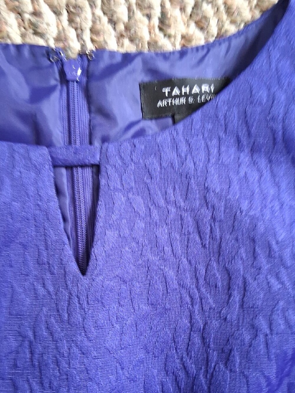 Tahari ASL Sleeveless Purple Textured Sheath Dress - Picture 8 of 9